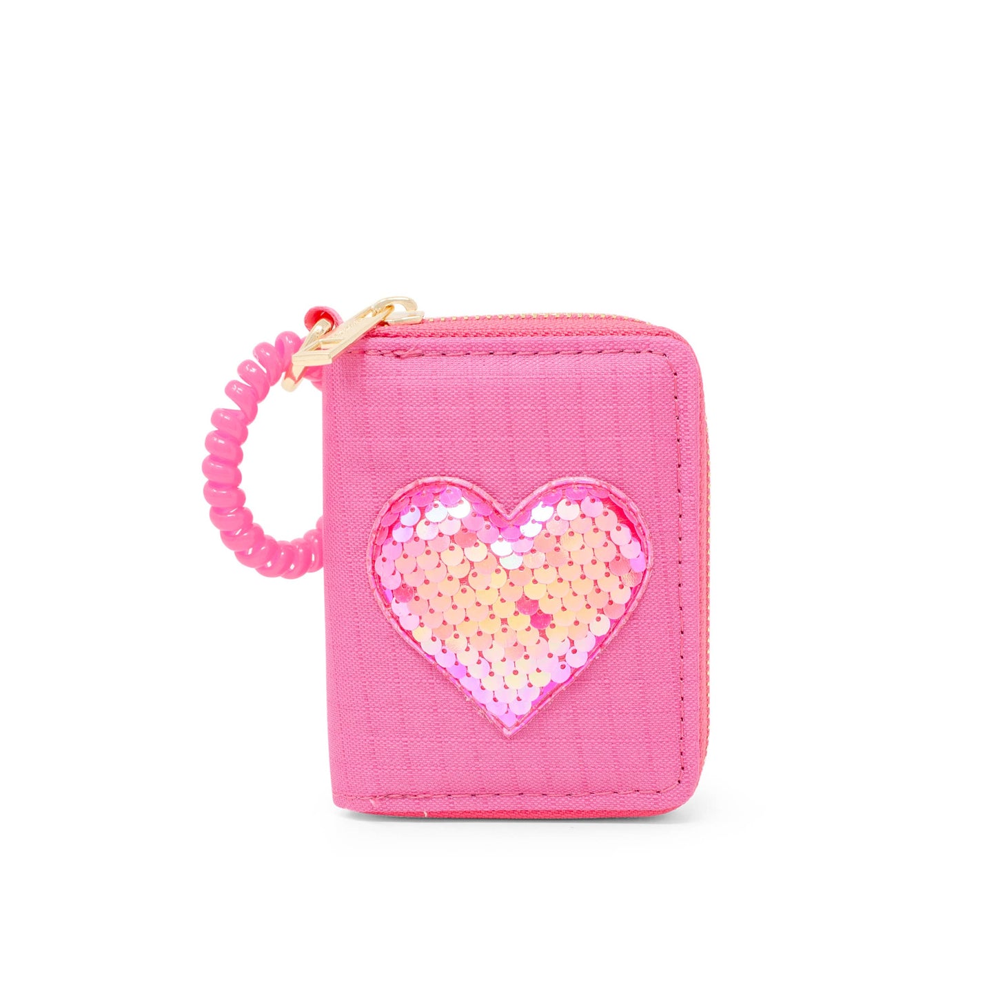 Blue Sequin Heart Spiral Strap Wallet