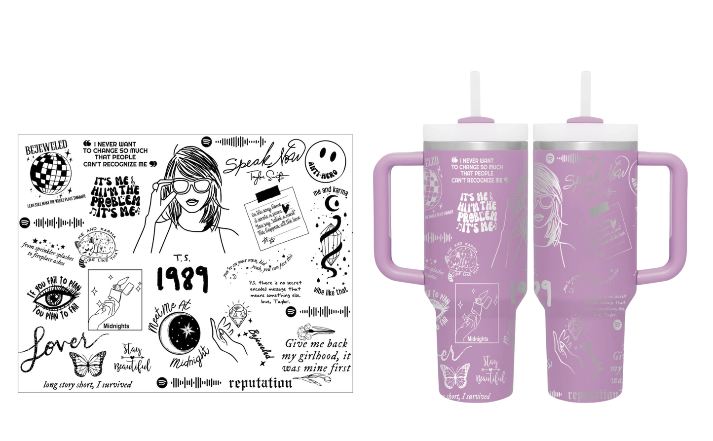 Swiftie Eras Tour Lavender 40oz Tumbler