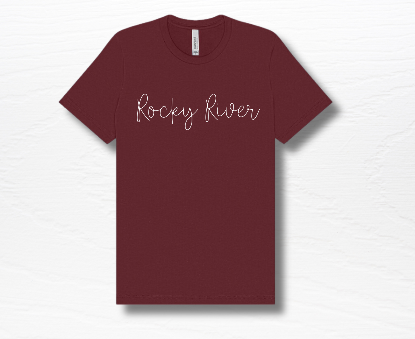 Rocky River Script Tee | Maroon