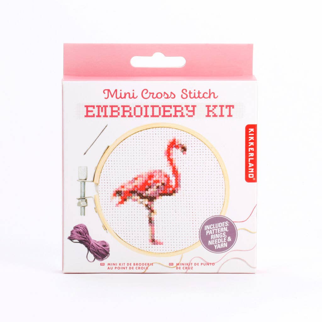 Mini Flamingo Cross Stitch Embroidery Kit