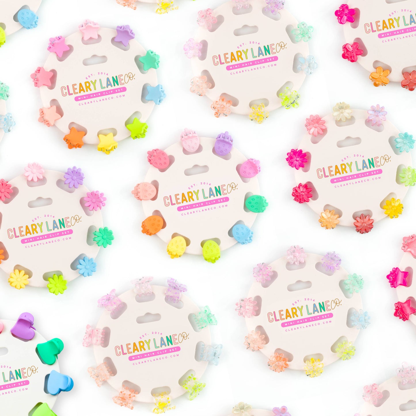 Mini Hair Clip Set | Rainbow Speckled Flowers #1