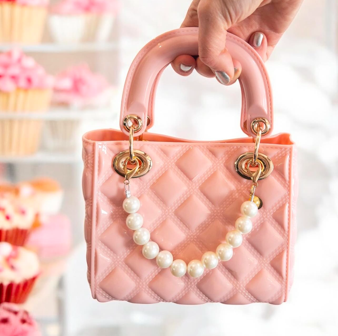 Ballet Pink Pearl Quilted Jelly Bag