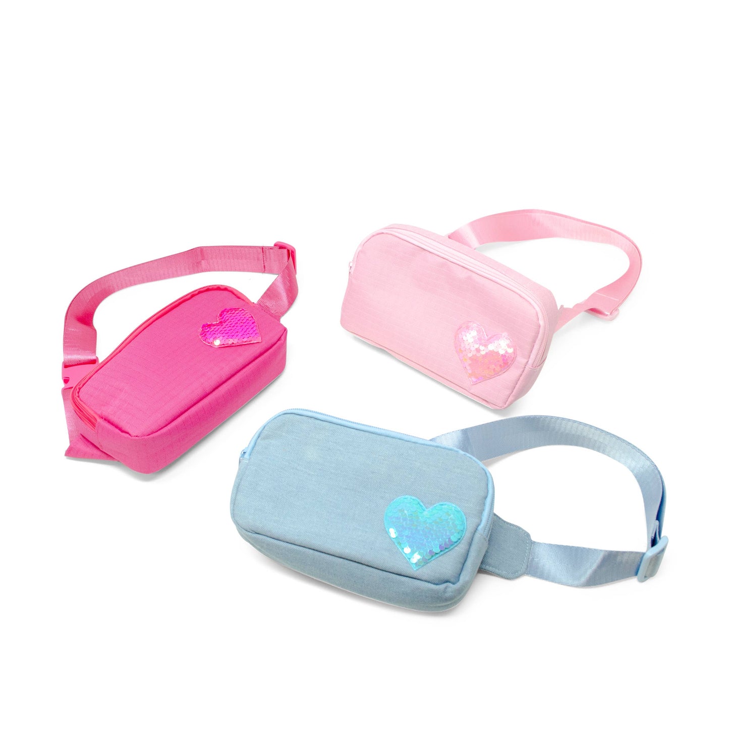 Pink Sequin Heart Crossbody Bag