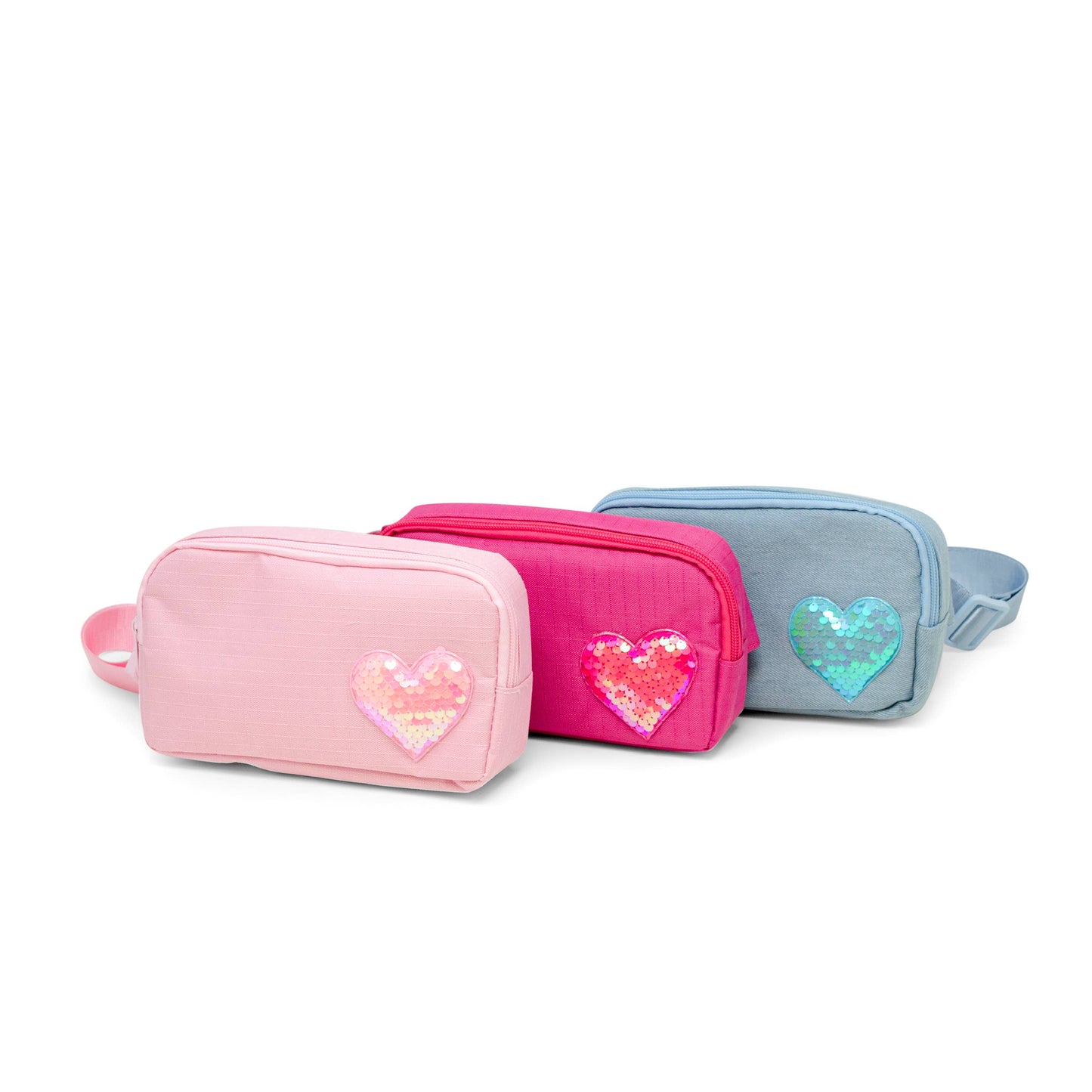 Blue Denim Sequin Heart Crossbody Bag