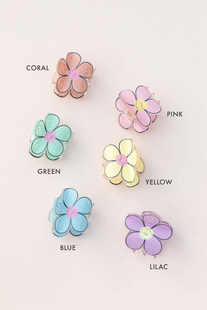 Pink Scribble Flower Hair Clip Hair Claw