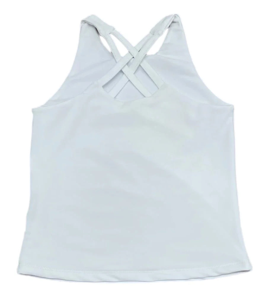 Athleisure Cross Back Top | White