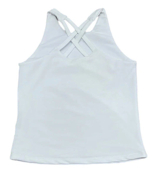 Athleisure Cross Back Top | White