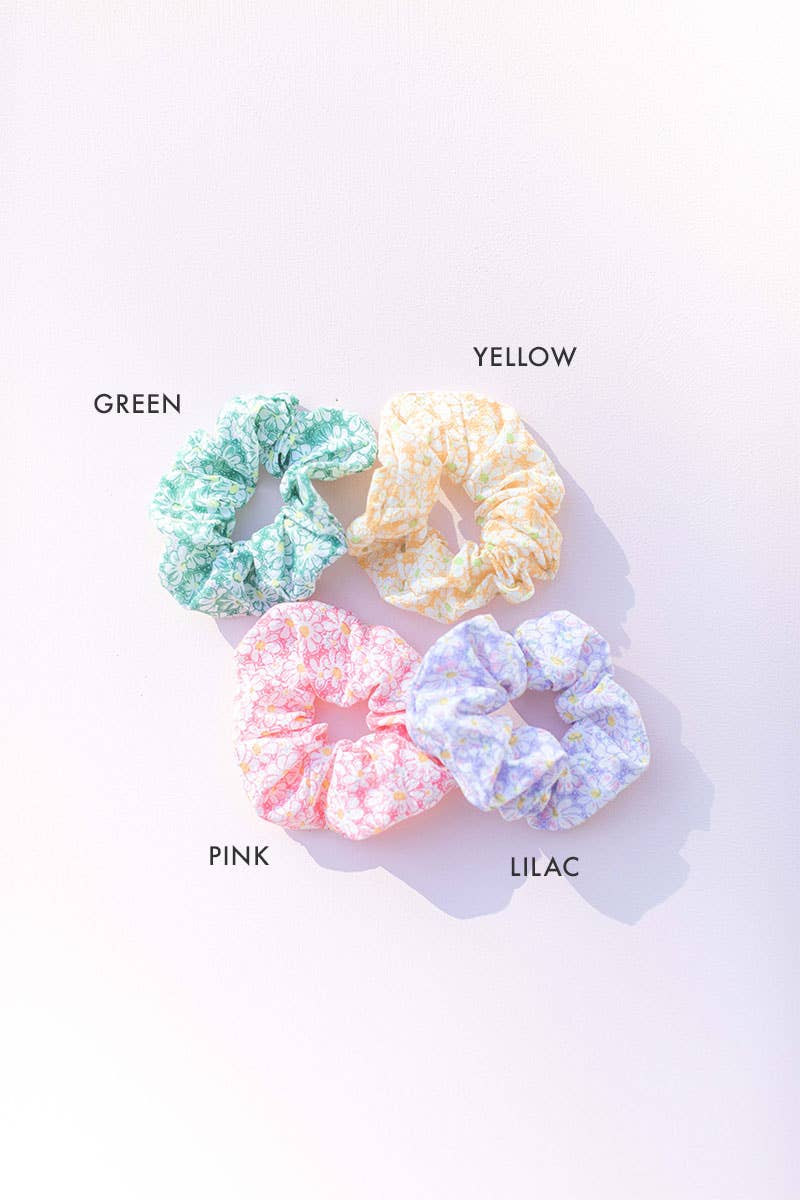 Pink Floral Scrunchie