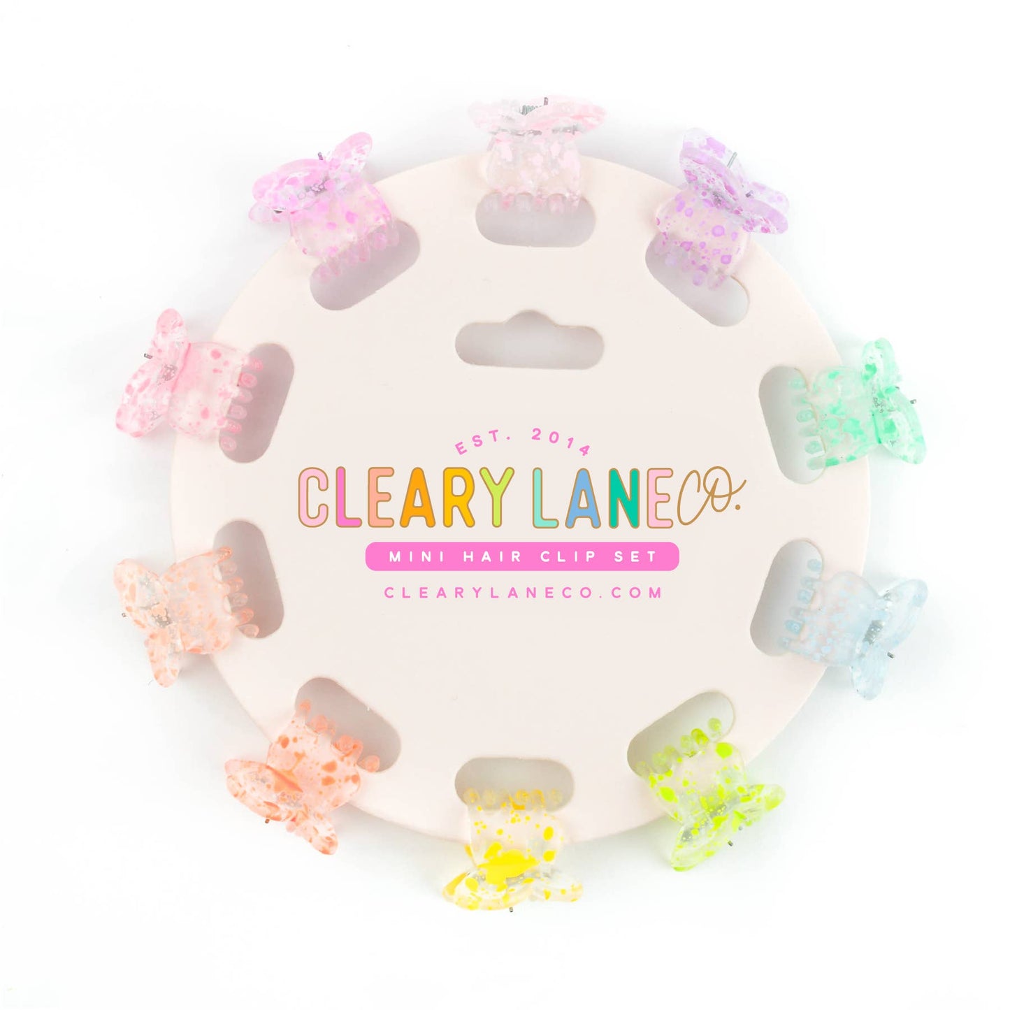 Mini Hair Clip Set | Rainbow Speckled Flowers #1