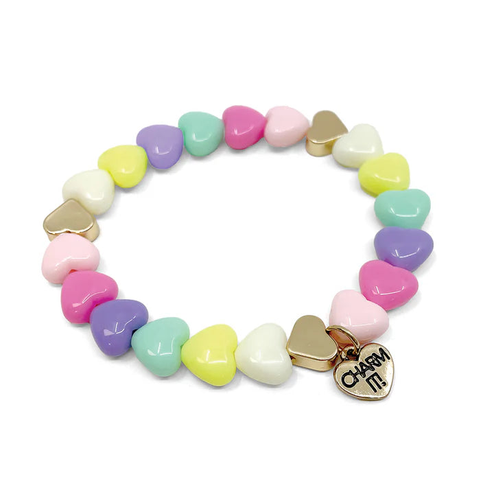Gold Pastel Heart Stretch Bracelet