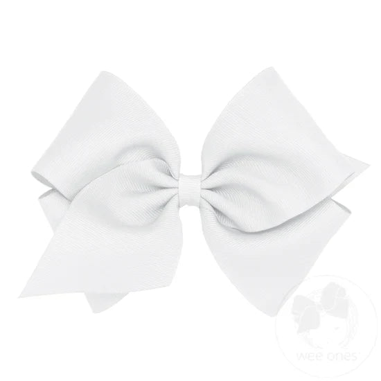 Mini King Grosgrain Bow | White