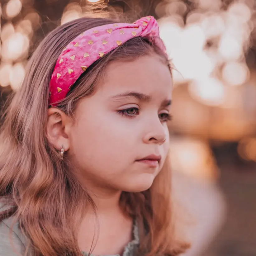 Gold Heart Studded Velvet Headband