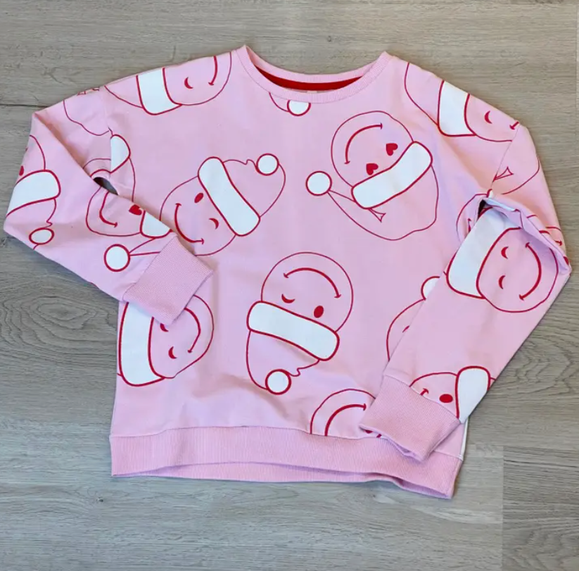 Smiley w/Santa Hat Sweatshirt | Small