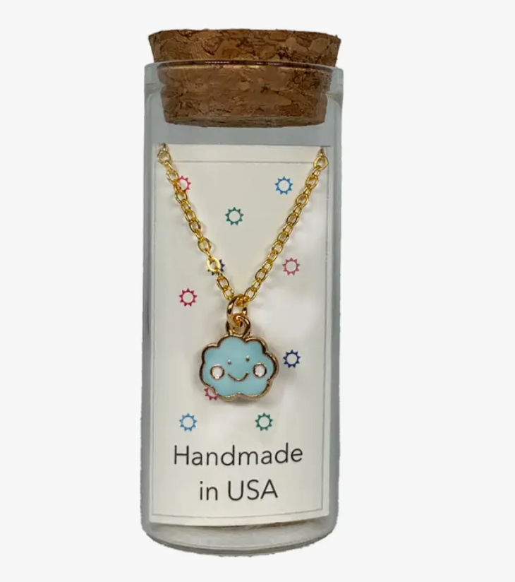 Charm Necklace in Bottle | Happy Blue Cloud