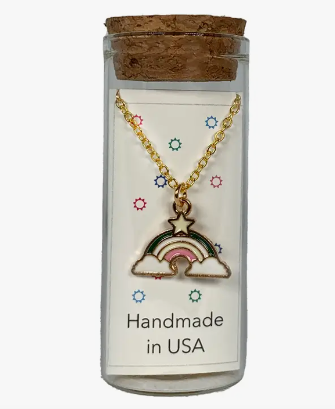 Charm Necklace in Bottle | Rainbow w/Star