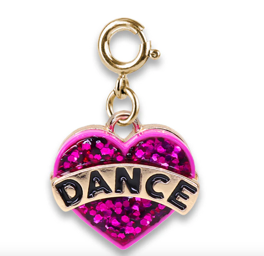 Gold Glitter Dance Heart Charm