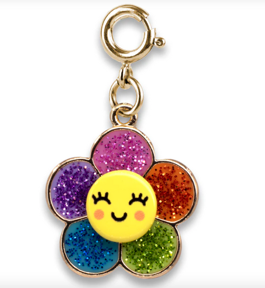 Gold Glitter Happy Flower Charm