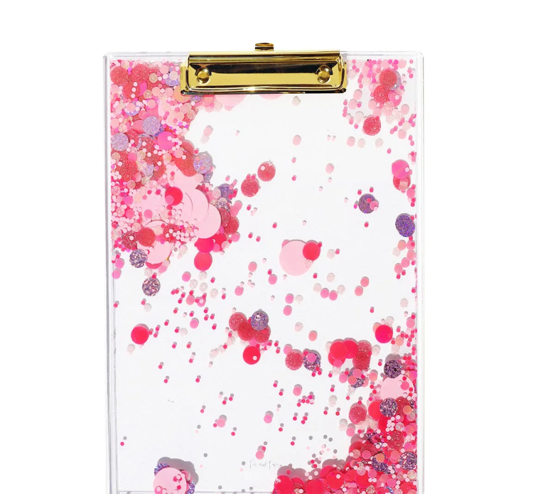 Pink Party Confetti Clear Clipboard