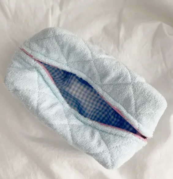 Baby Blue Terry Makeup Bag