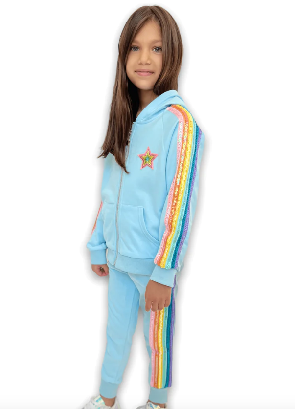 Baby Blue Rainbow Sequin Jogger Set