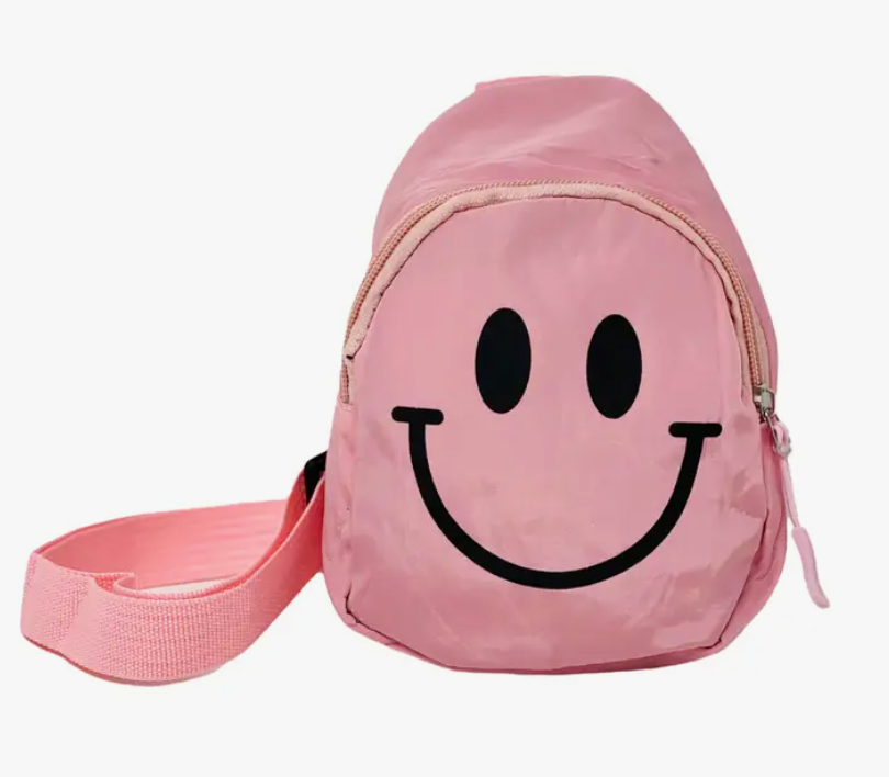 Pink Smiley Face Crossbody