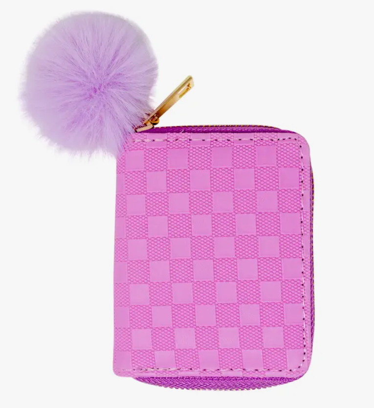 Purple Canvas Checkered Wallet