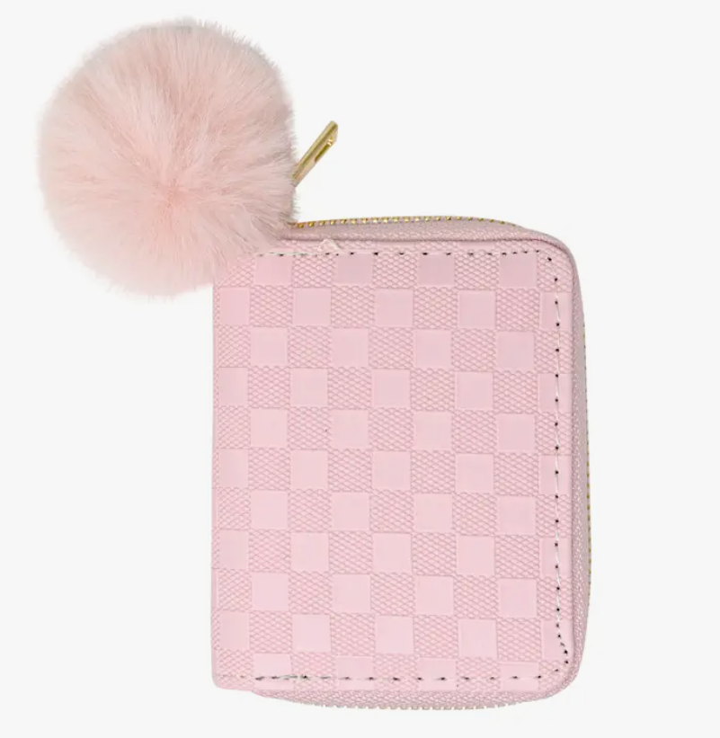 Pink Canvas Checkered Wallet