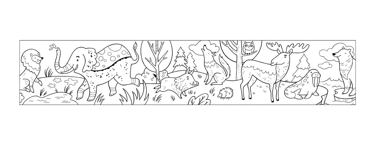 Animals of the World Mini Coloring Roll