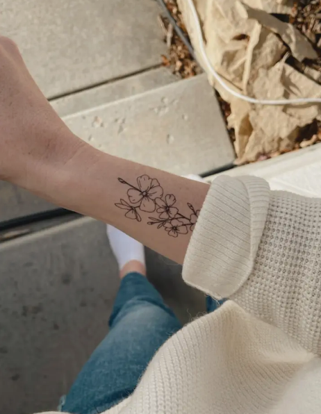March Birth Flower(Cherry Blossom) Tattoo