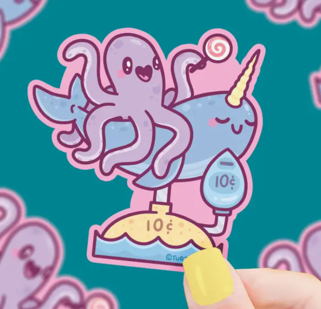 Octopus Narwhal Coin Ride Sticker