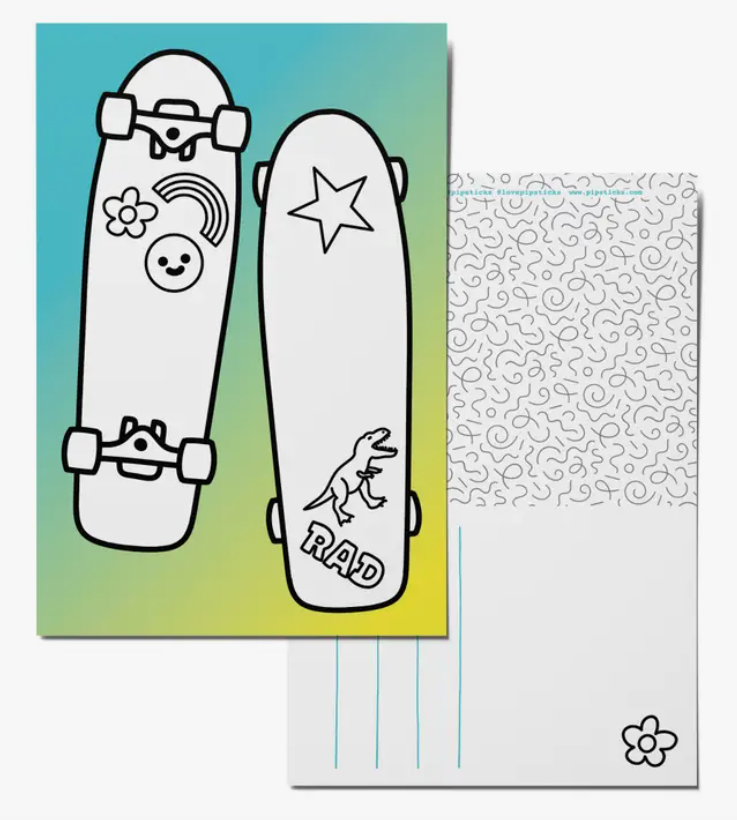 Color-in-Skate Decks Postcard 12 Pack