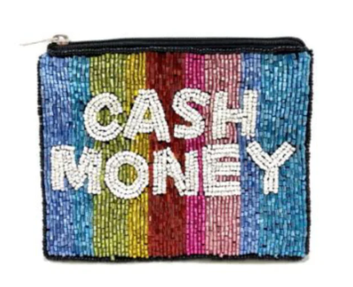 Cash Money Beaded Pouch