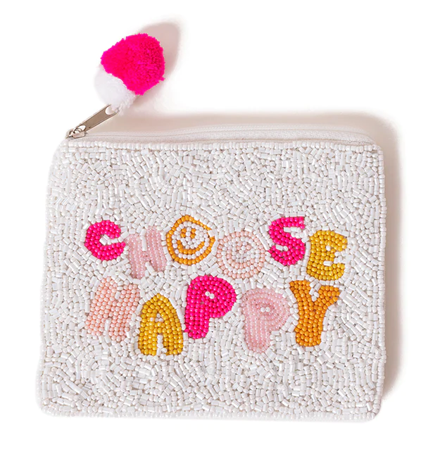 Choose Happy Beaded Pouch