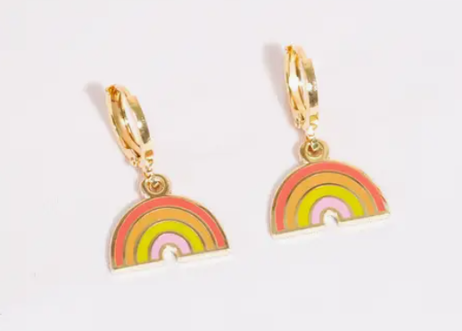 Rainbow Huggie Hoop Earrings