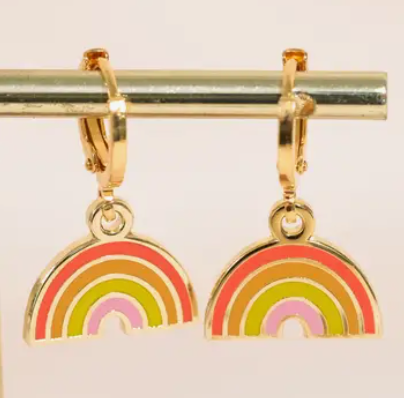 Rainbow Huggie Hoop Earrings