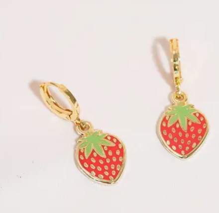 Strawberry Huggie Hoop Earrings
