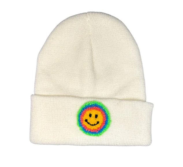 Neon Emoji Beannie | White
