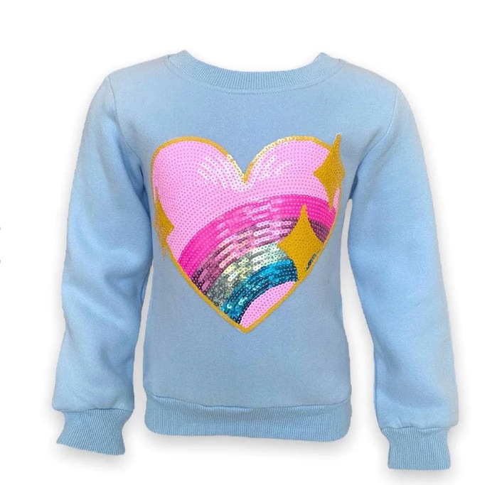 Blue Rainbow Sparkle Heart Sweatshirt