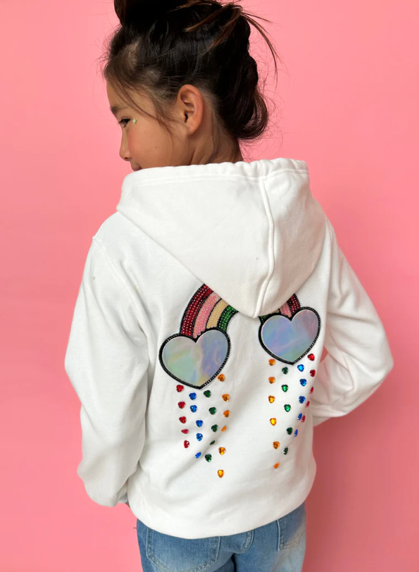 Rainbow Heart White Hoodie