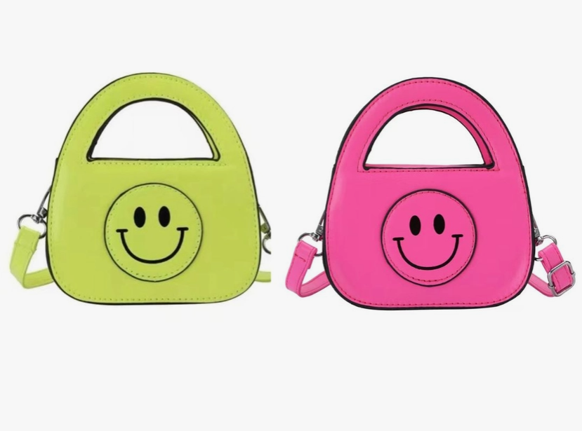 Yellow Mini Neon Smiley Face Purse