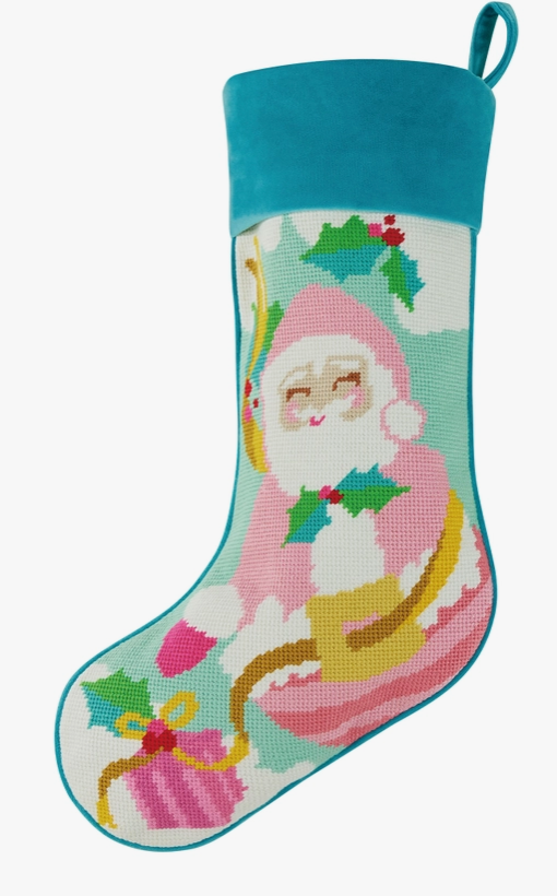 Papa Noel Embroidered Stocking