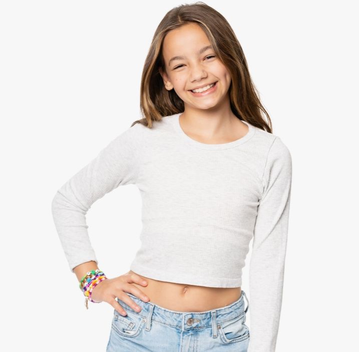 Heather Gray Long Sleeve Ribbed Top