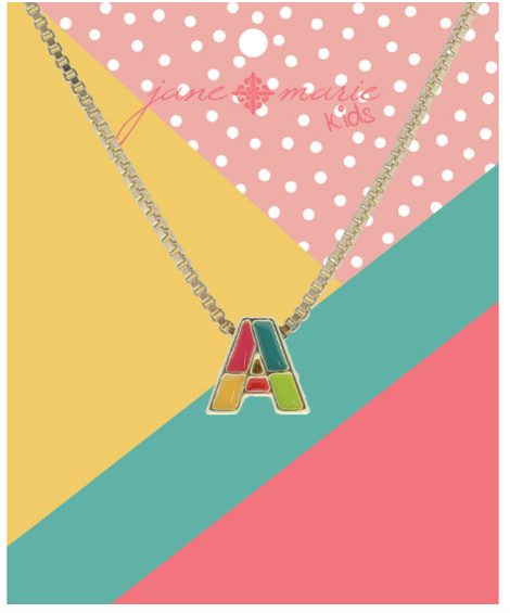 Enamel Color Block Initial Necklace | A