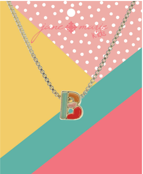 Enamel Color Block Initial Necklace | B