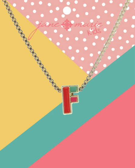 Enamel Color Block Initial Necklace | F