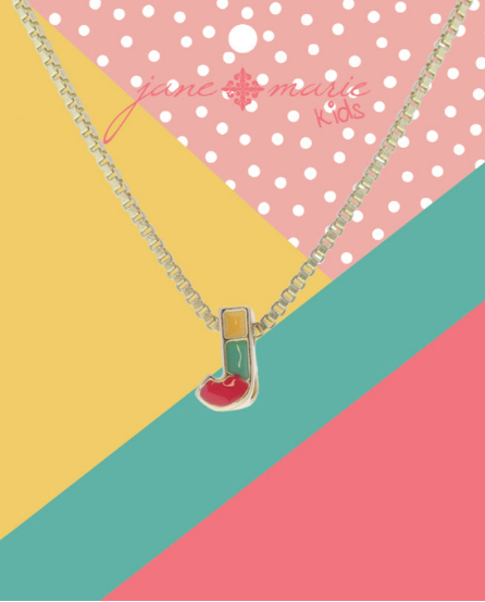 Enamel Color Block Initial Necklace | J