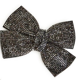 Charcoal Embellished Bow Barrette