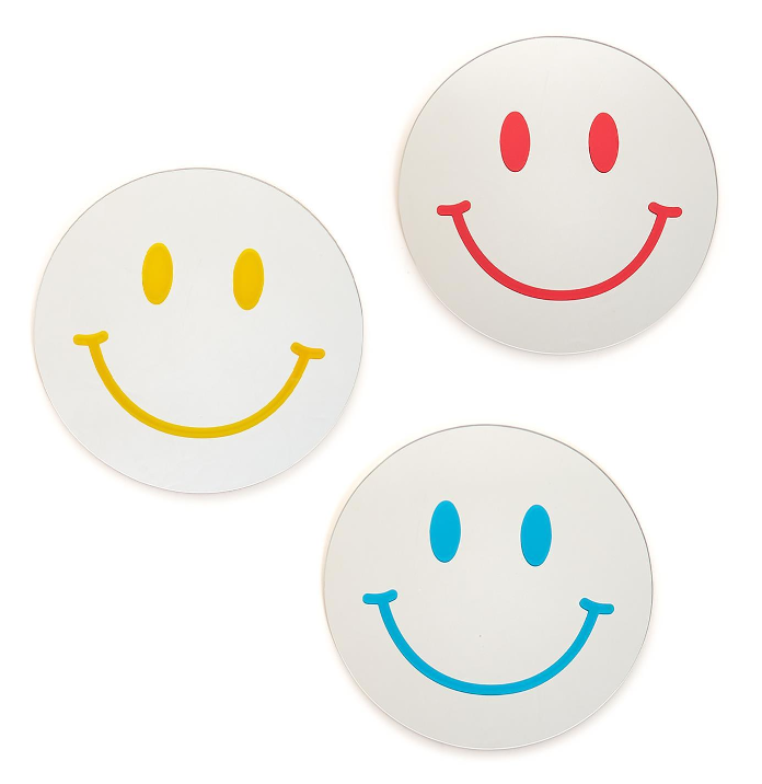 12" Blue Smiley Face Mirror
