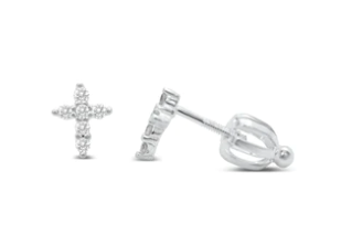 Silver Prong Cross Stud Earrings