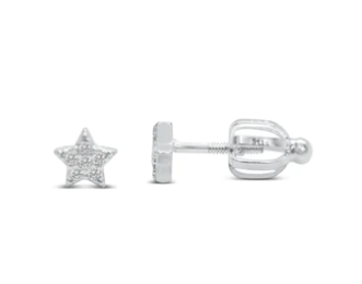 Silver Pave Star Stud Earrings